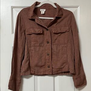 Nicole Miller Rust Linen Blend Utility Jacket Lagonlook Small Baggy